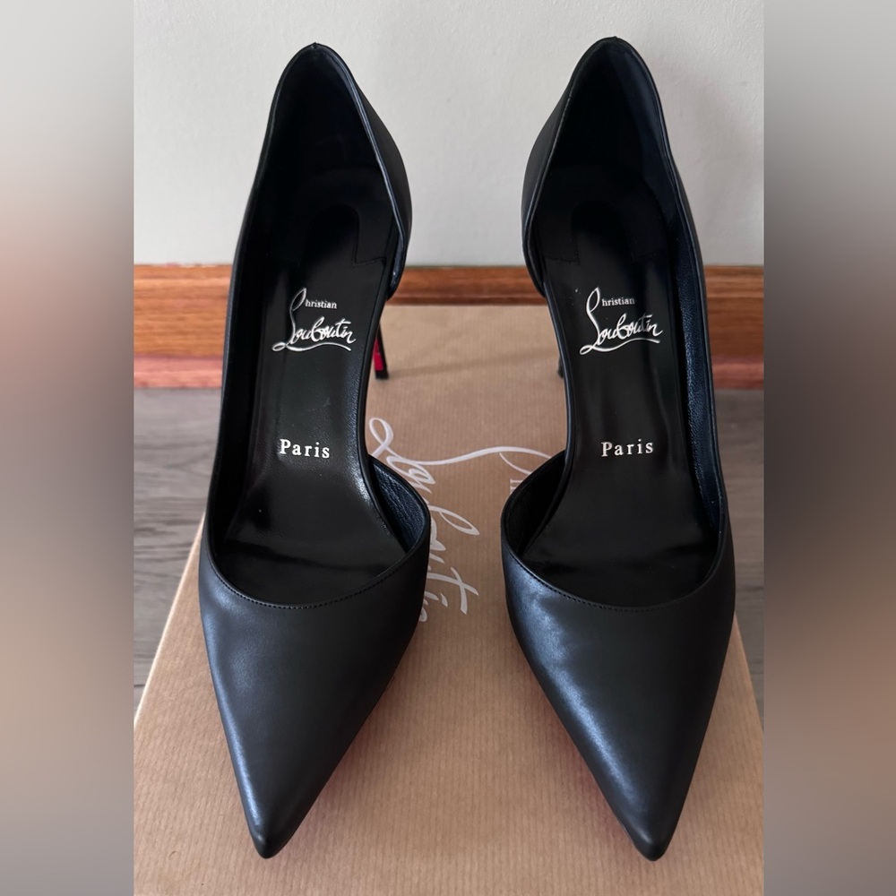 Christian Louboutin Iriza 85 Black  Leather Pumps
